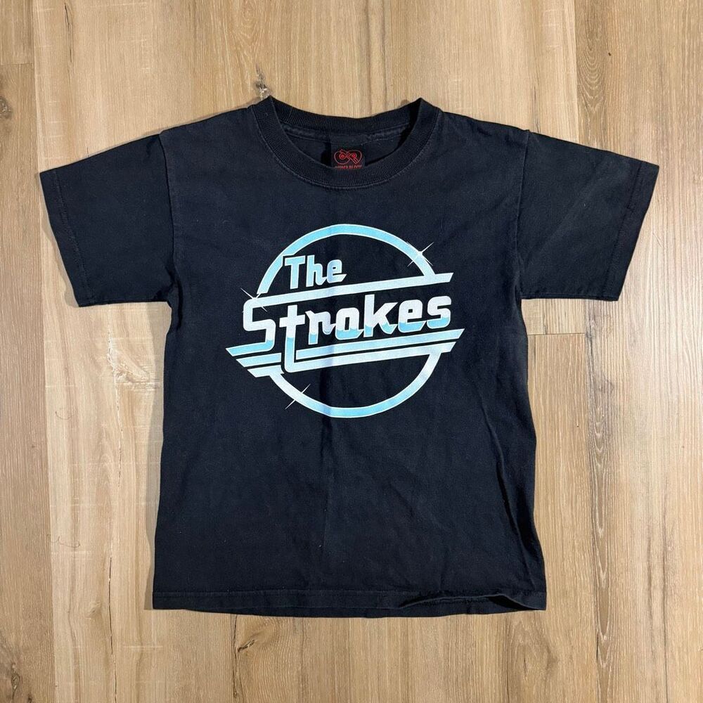 Vintage The Strokes Shirt Cinder Block Tag Magna Logo Black Band Tee Sz XS Y2K